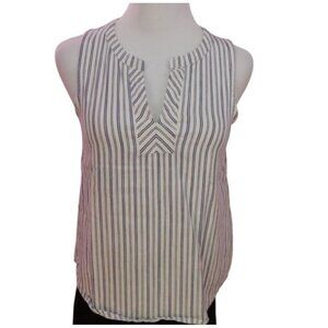 Allya Blue & White Striped Sleeveless Blouse XXS Cotton Blend